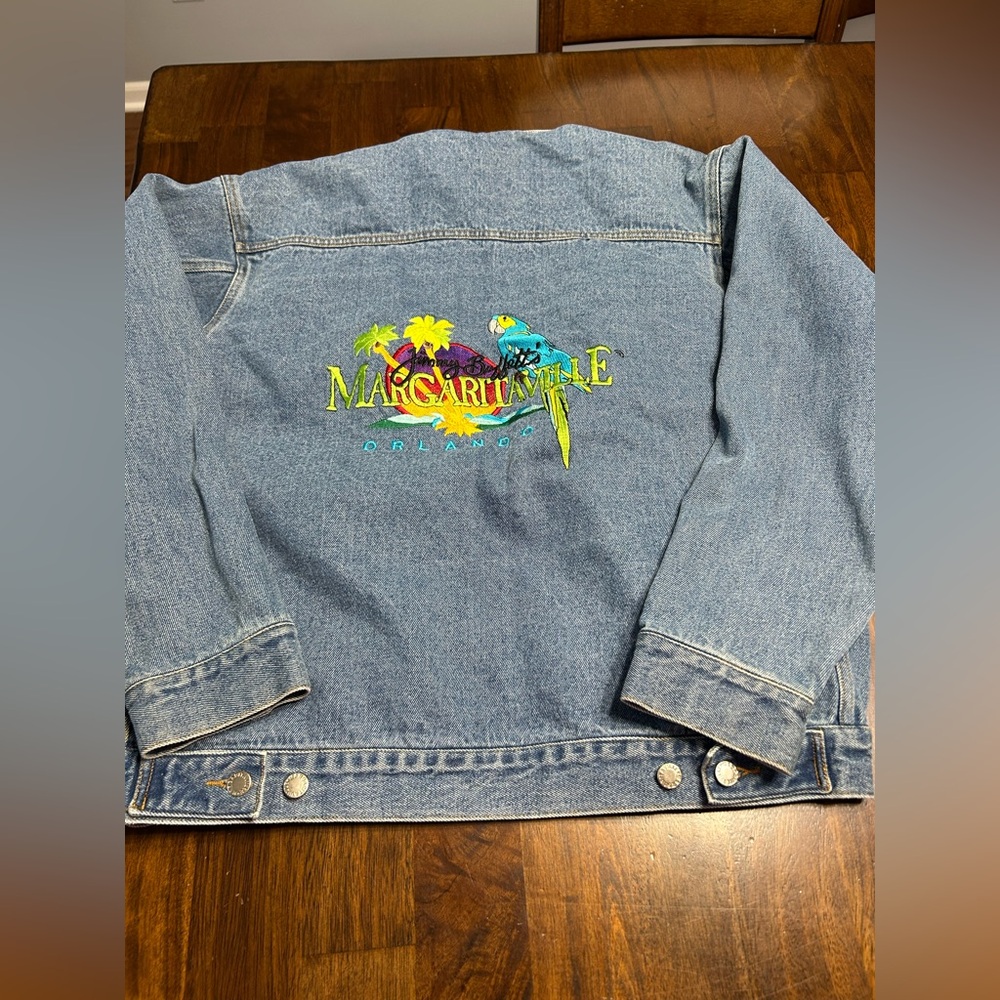 Vintage Margaritaville Jimmy Buffet Denim Jean Jacket Mens Size Large Orlando